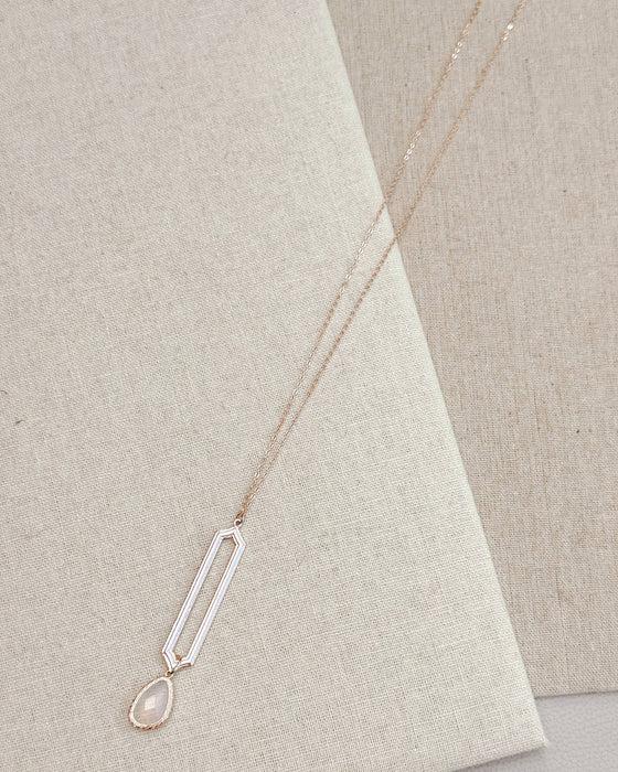 Minimalist Rose Gold & Silver & Opal Glass Pendant Necklace