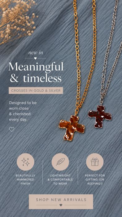 Hammered Cross  Necklace - Paperclip chain