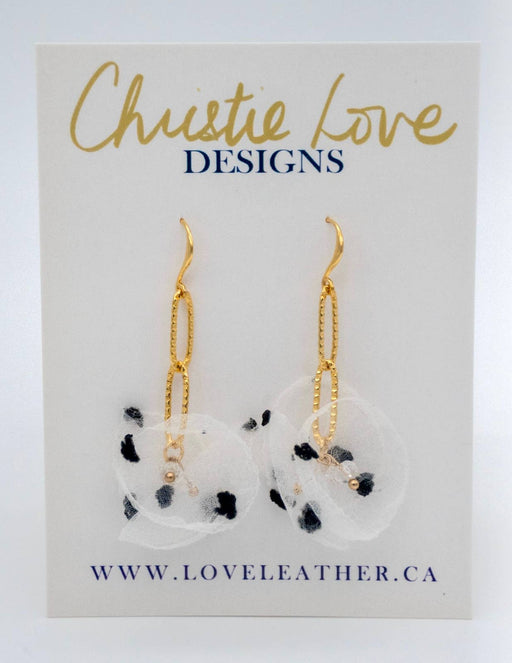 "London"-Gold and flower earrings- Dalmatian-Hypoallergenic