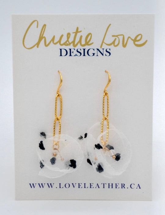 "London"-Gold and flower earrings- Dalmatian-Hypoallergenic