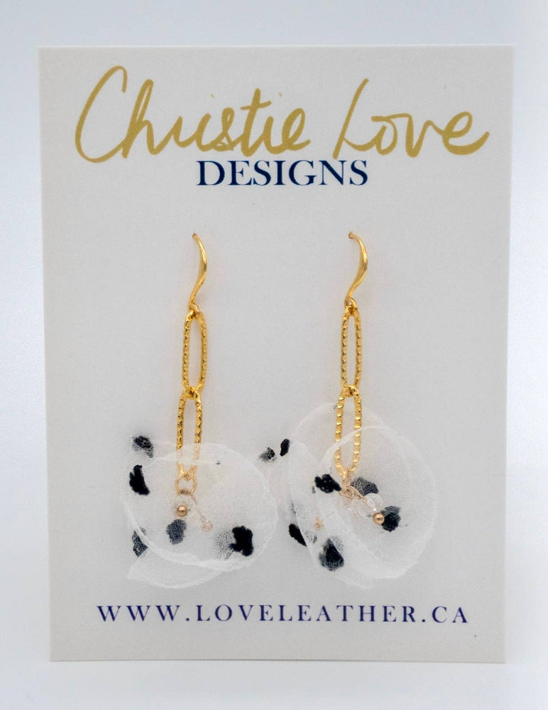 "London"-Gold and flower earrings- Dalmatian-Hypoallergenic