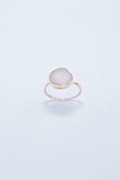 White Sea Glass in Gold Filled
