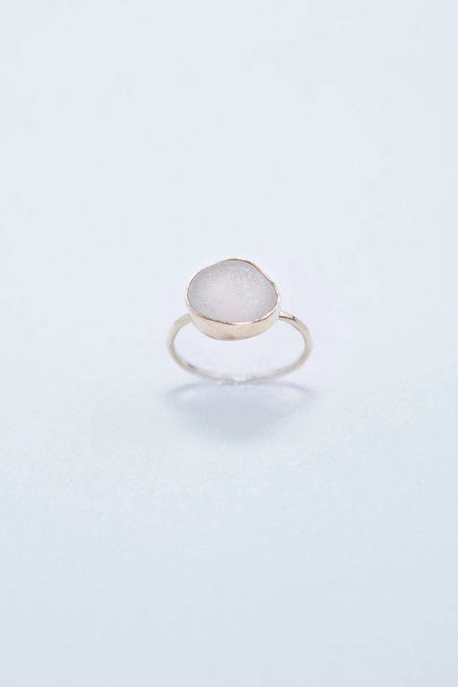 White Sea Glass in Gold Filled
