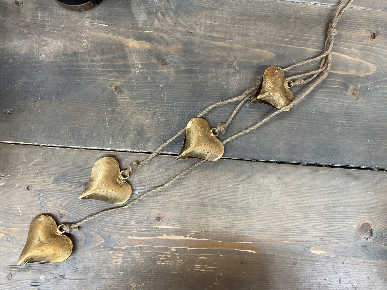 9851 Hanging Heart Bells on Jute