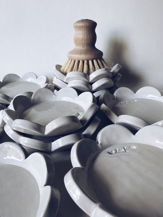 Ceramic Coaster and Dish Brush Duo