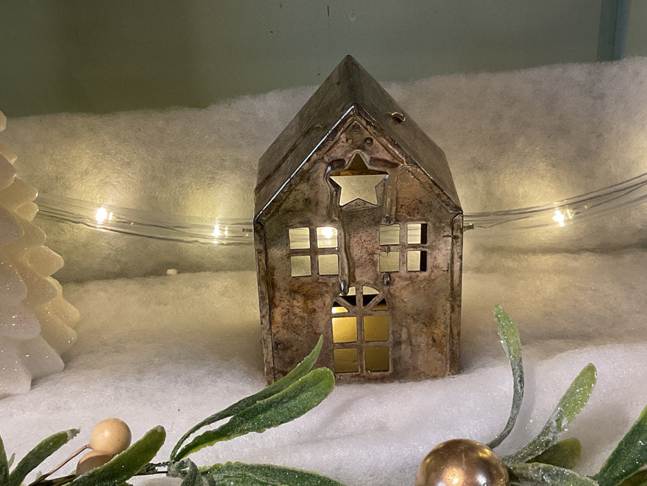 Metal house tealight holder