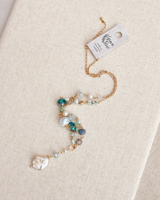 Gold Pearl & Mixed Stone Beaded Drop Necklace