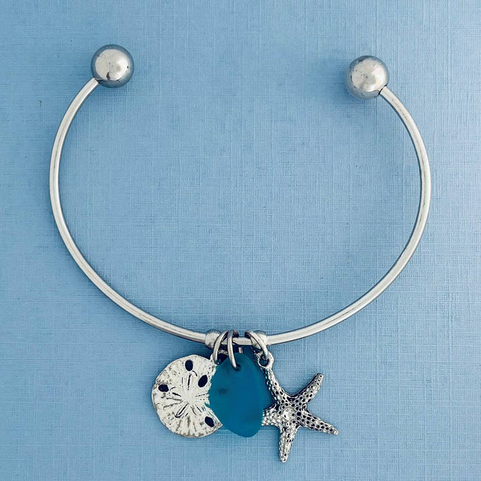 Starfish w/Sanddollar Charm Cuff Bracelet