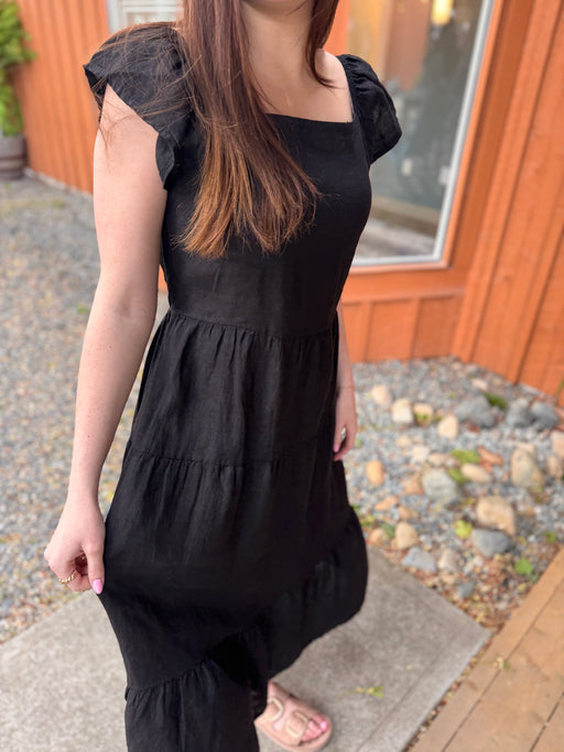 Panelled Linen tiered Summer Dress 4522