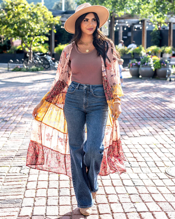 Patchwork Fall floral kimono duster