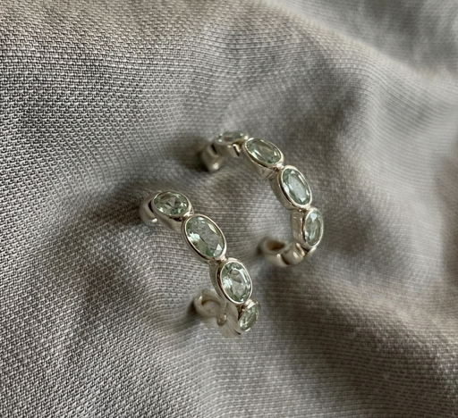 Shine Hoops | Green Amethyst & Silver