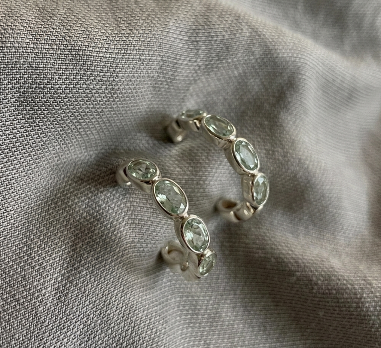 Shine Hoops | Green Amethyst & Silver