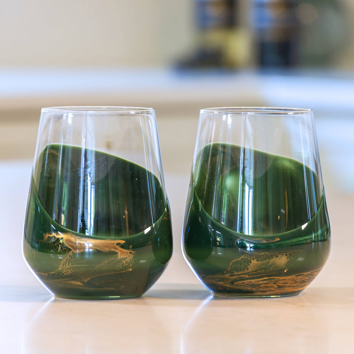 Resin Accented Wine Glasses- Price is per glass -NO TARIFFS!