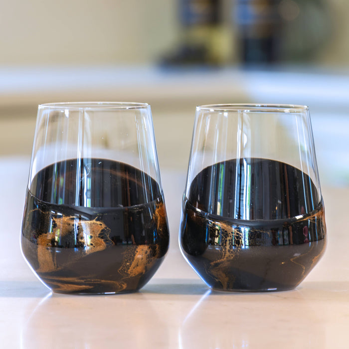 Resin Accented Wine Glasses- Price is per glass -NO TARIFFS!