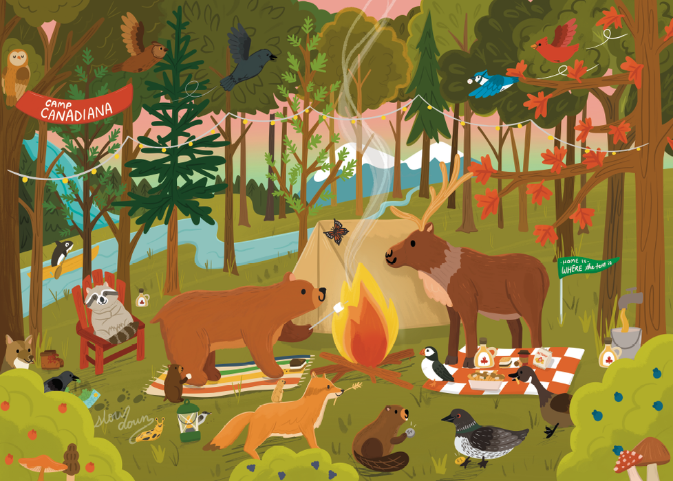 Camp Canadiana | 250 Piece Puzzle | Kids & Adults | Designed in Canada by Emily Kuang