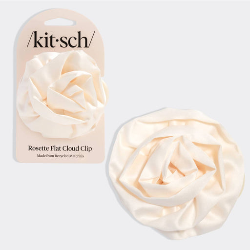 Satin Rosette Medium Flat Cloud Clip - Cream