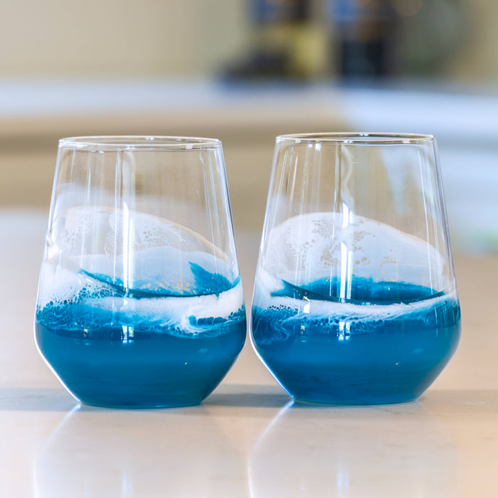Resin Accented Wine Glasses- Price is per glass -NO TARIFFS!