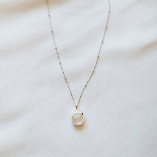 White Sea Glass Necklace (Handmade)