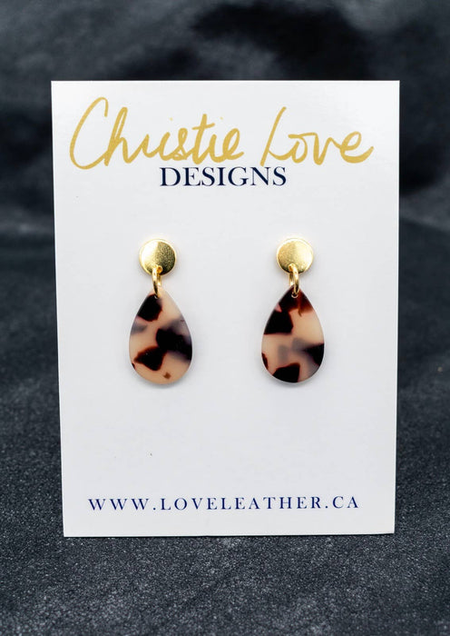 "Genevieve"-Tortoise Shell Teardrop earrings-Hypoallergenic
