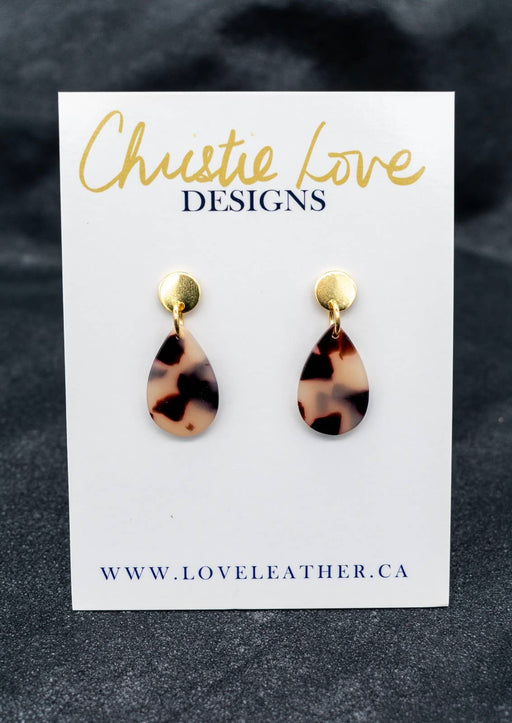 "Genevieve"-Tortoise Shell Teardrop earrings-Hypoallergenic