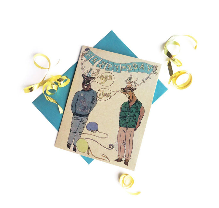 Hipster Deer B-Day Card