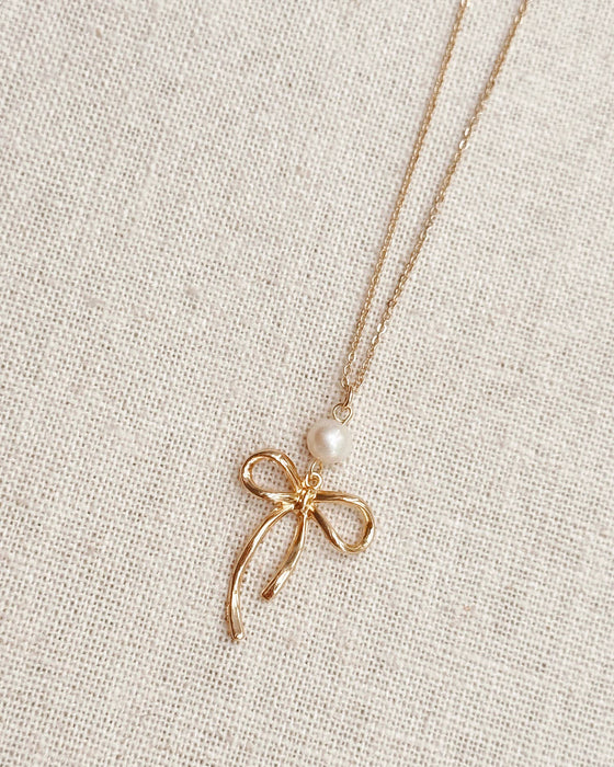 Bow Pearl Pendant Necklace – Gold, Rose Gold & Silver