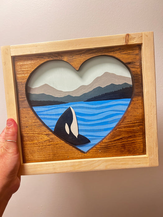 Orca Love wood sign
