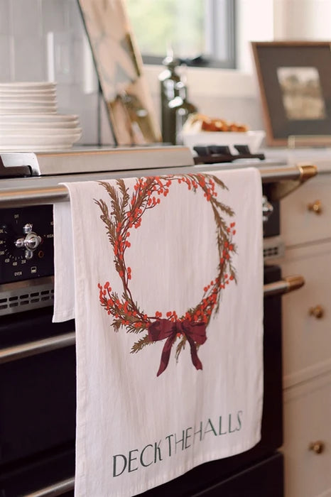 Holiday Wreaths Flour Sack Tea Towels Set/2