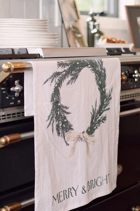 Holiday Wreaths Flour Sack Tea Towels Set/2