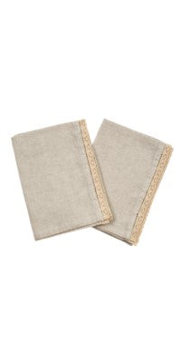 Milla Lace Tea Towels S/2, Linen Grey 4-7799