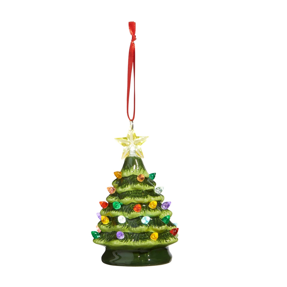 Vintage Green tree lighted ornament