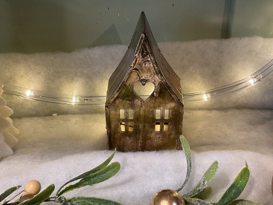 Metal house tealight holder