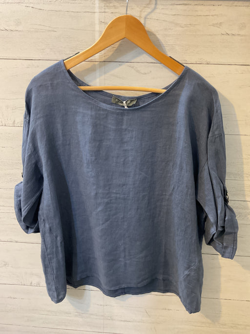 Linen Top w/ Rolled Sleeve 0334