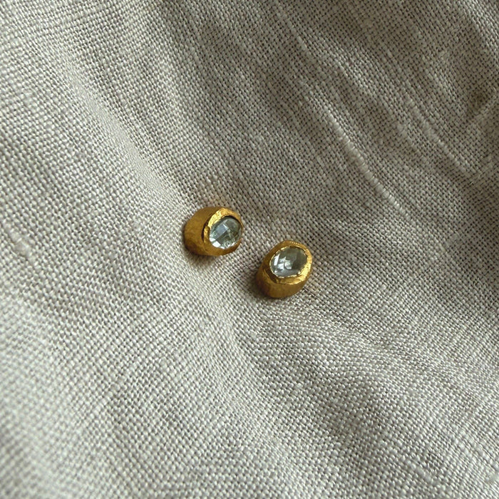 Skye Studs | Aquamarine & Gold