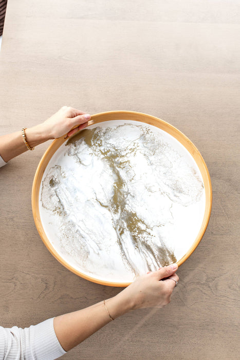 Round Bamboo Resin Serving Trays - NO TARIFFS!