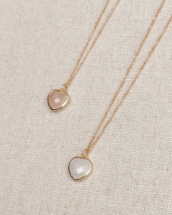 Semi-Precious Heart Charm Gold Necklace