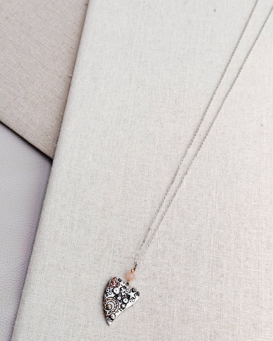 Romantic Stamped Hearts Minimalist Love Valentine Necklace