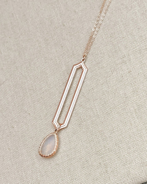 Minimalist Rose Gold & Silver & Opal Glass Pendant Necklace