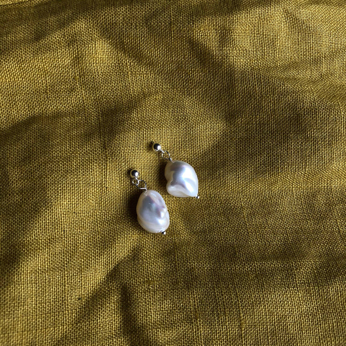 Baroque Pearl Earrings | Silver