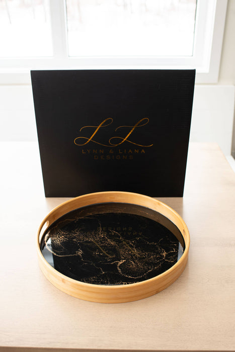 Round Bamboo Resin Serving Trays - NO TARIFFS!
