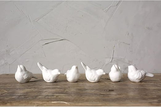 Ceramic Birds (Set of 6 White, Boxed)