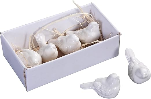 Ceramic Birds (Set of 6 White, Boxed)