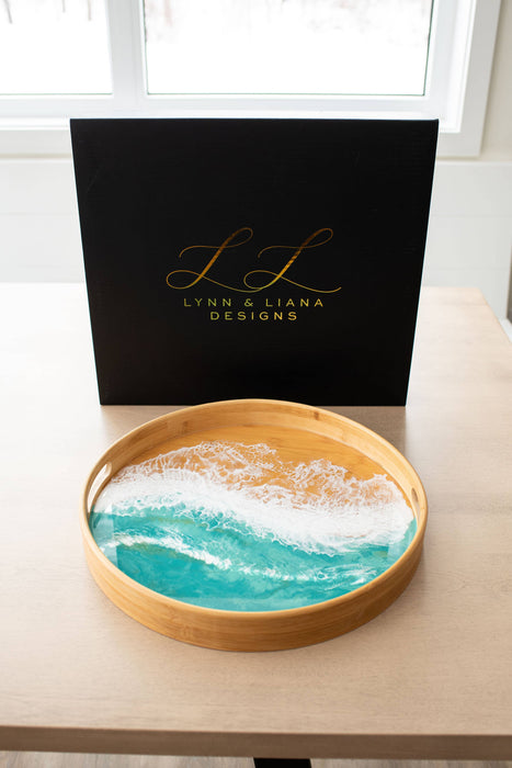 Round Bamboo Resin Serving Trays - NO TARIFFS!