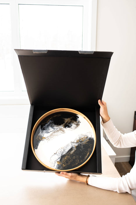 Round Bamboo Resin Serving Trays - NO TARIFFS!