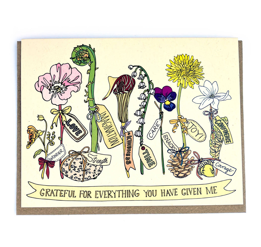 Grateful and Thankful Flowers Card