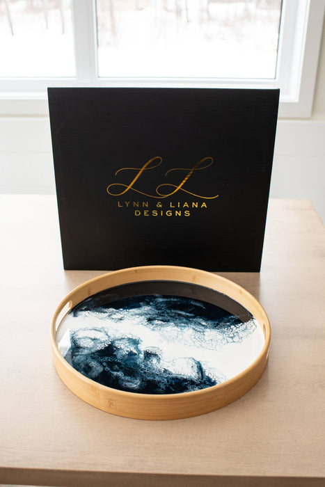 Round Bamboo Resin Serving Trays - NO TARIFFS!