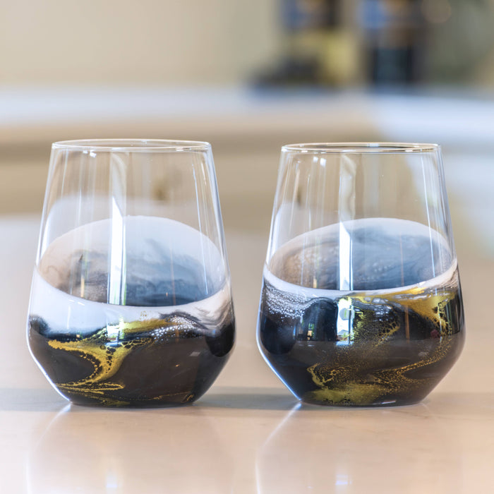 Resin Accented Wine Glasses- Price is per glass -NO TARIFFS!