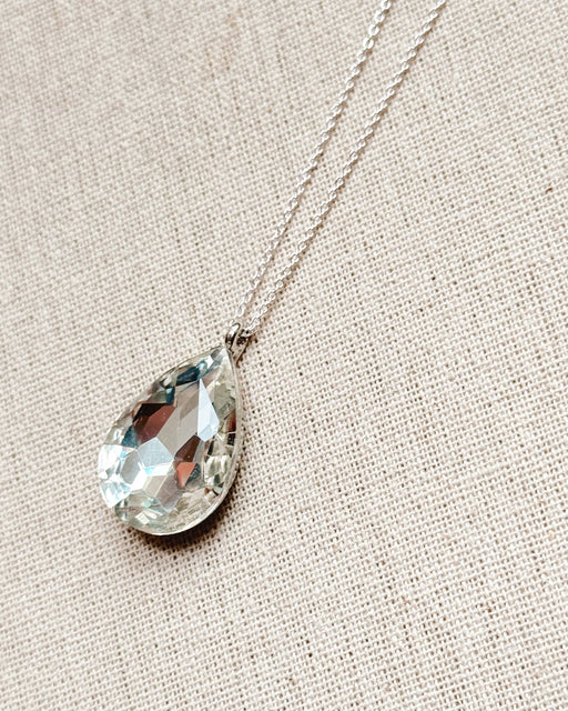 Minimalist Bridal Clear Crystal Pendant Long Necklace
