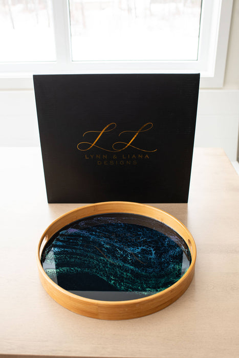 Round Bamboo Resin Serving Trays - NO TARIFFS!