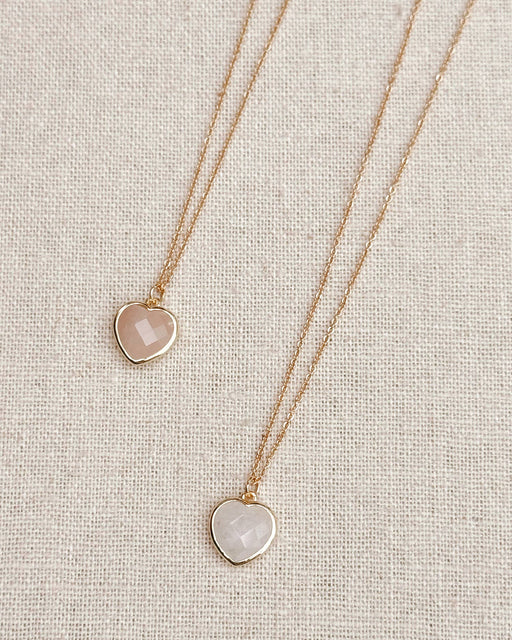 Semi-Precious Heart Charm Gold Necklace